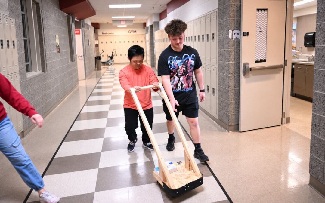 He built a walker for his blind classmate out of spare wood