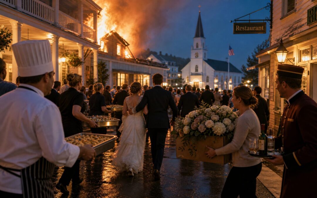 The island moved their wedding reception after a fire